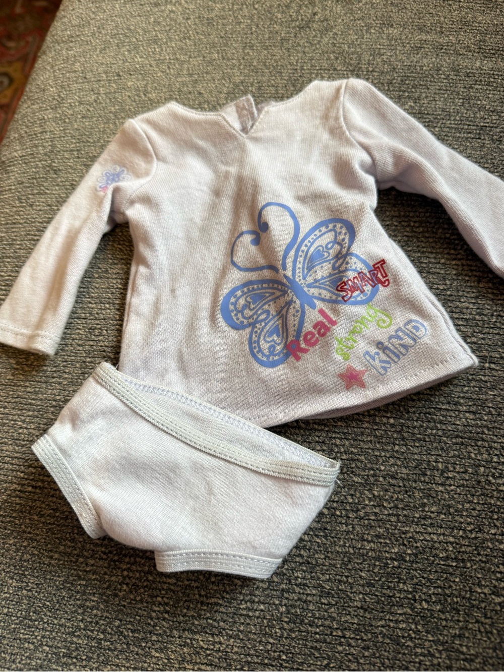 American Girl 18" Doll Outfit White Top & Undergarment 2pc Butterfly Theme